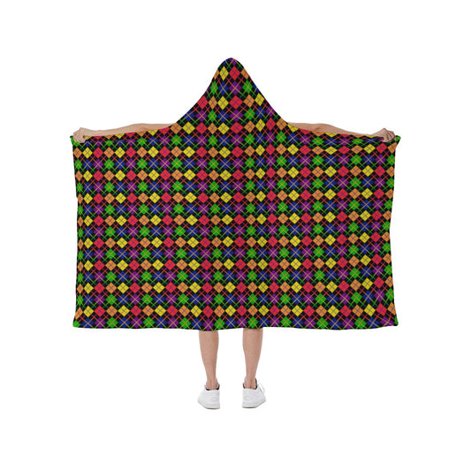 Pride Plaid or Argyle Hooded blanket With Soft Fleece Lining | Single-Sided Print | Choose Your Colourway