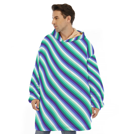 Pride Striped Unisex Sherpa Fleece Hoodie Blanket | Choose Your Colourway