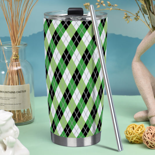 Aromantic Solid Argyle Hot/Cold Tumbler with Steel Straw (20oz )