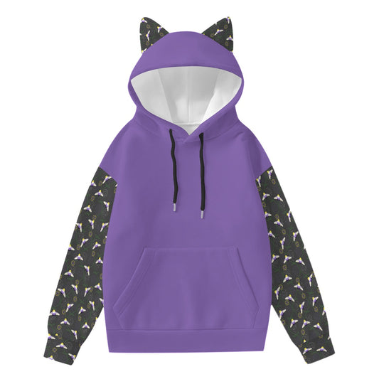 Pride Bumbleee and Vine Hoodie With Ears | Solid with Patterned Sleeves and Ears | Choose Your Colourway