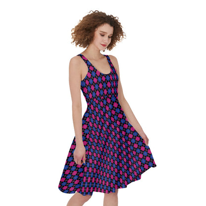 Plaid or Argyle Sleeveless A-Line Dress | Choose Your Colourway