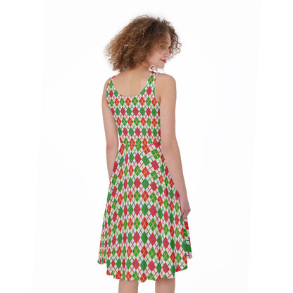 Holiday Patterned Sleeveless A-Line Dress | Choose Your Pattern