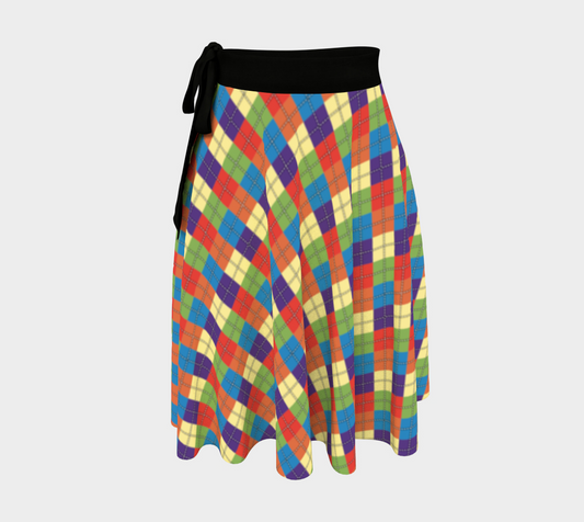 Muted Rainbow Solid Argyle Wrap Skirt