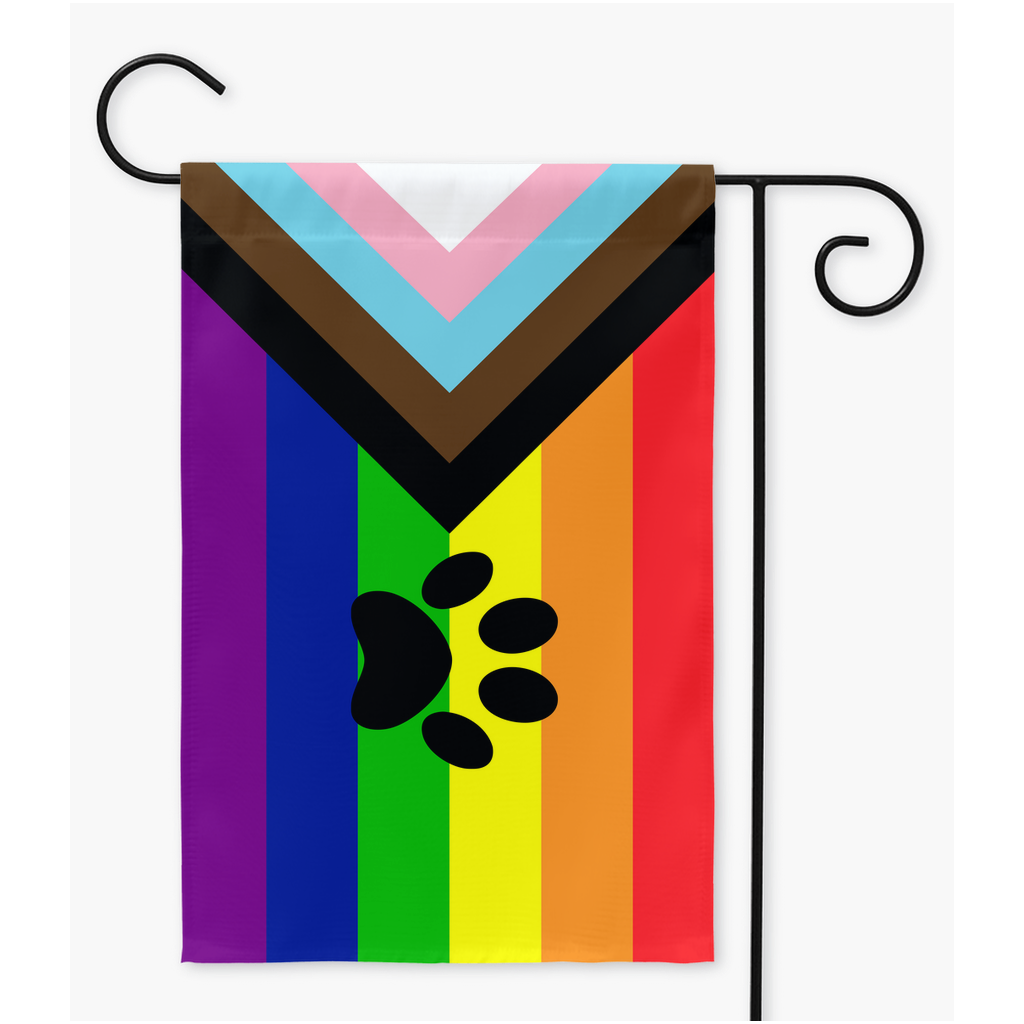 Furry Rainbow Progress Yard et drapeaux de jardin | Simple ou double face | 2 tailles