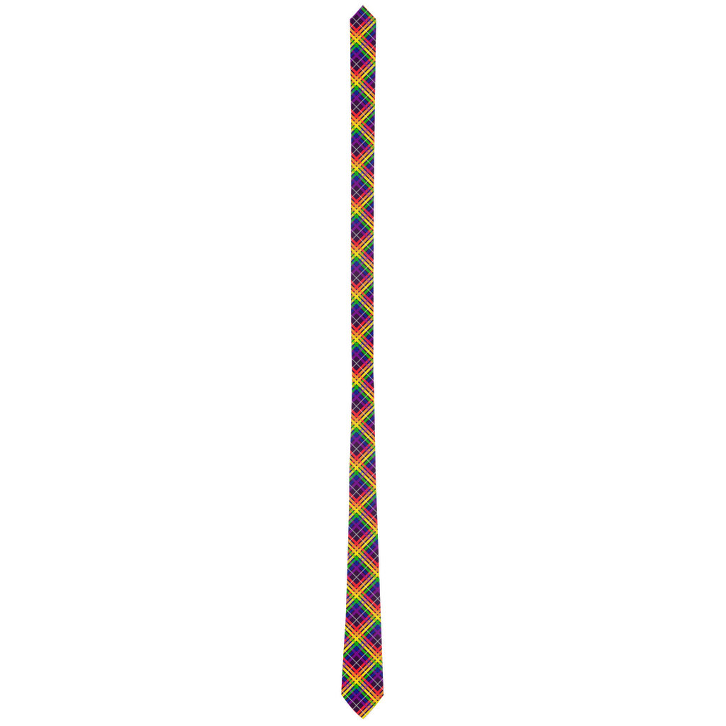 Rainbow/Aubergine Tartan Plaid Neck Tie