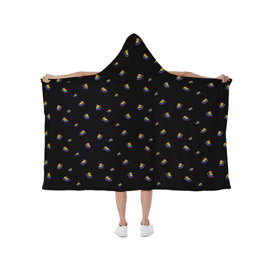 Candy Corn Patterned Hooded blanket With Soft Fleece Lining | Single-Sided Print | Choose Your Colourway