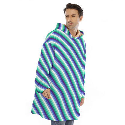 Pride Striped Unisex Sherpa Fleece Hoodie Blanket | Choose Your Colourway