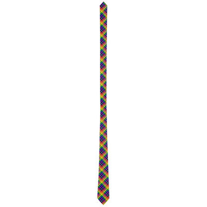 Rainbow/Navy Tartan Plaid Neck Tie