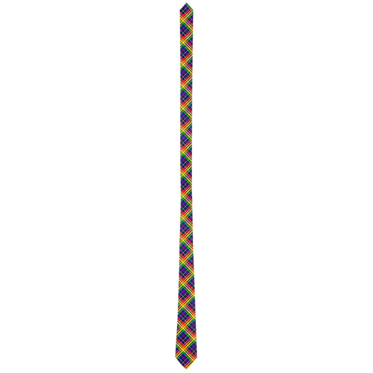 Rainbow/Navy Tartan Plaid Neck Tie