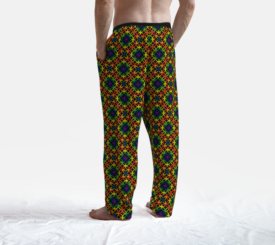 Circular Trellis Pattern Lounge Pants - Rainbow and Black