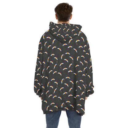 Manta con capucha de forro polar Sherpa unisex con estampado de leopardo | Elige tu combinación de colores