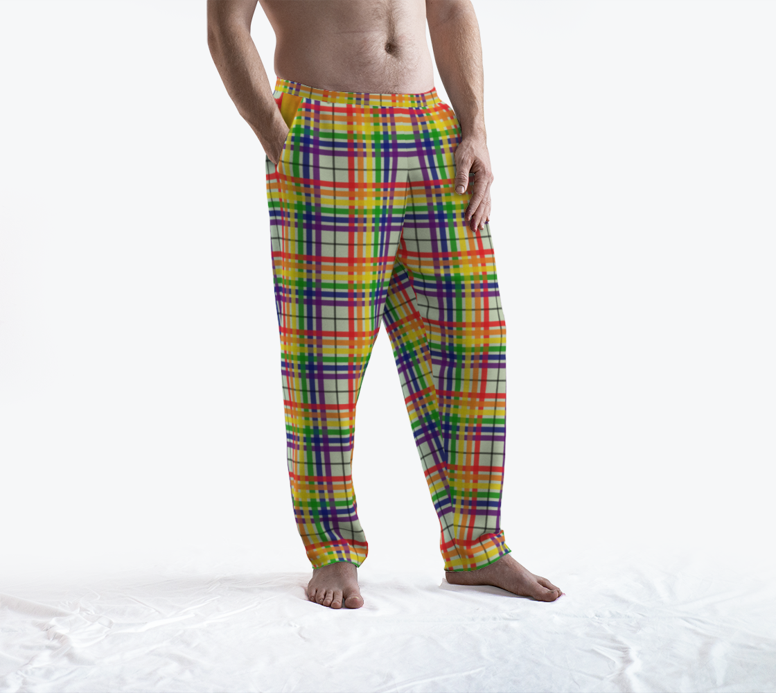 Rainbow/Celadon Tartan Plaid Lounge Pants