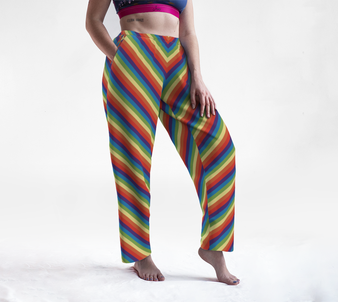 Muted Rainbow Striped Lounge Pants