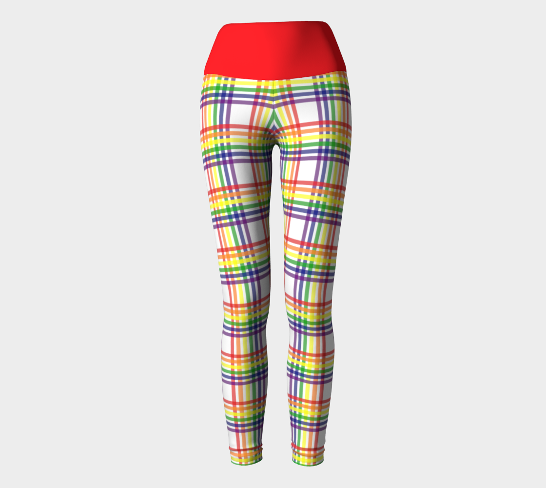 Rainbow and White Plaid Yoga Leggings