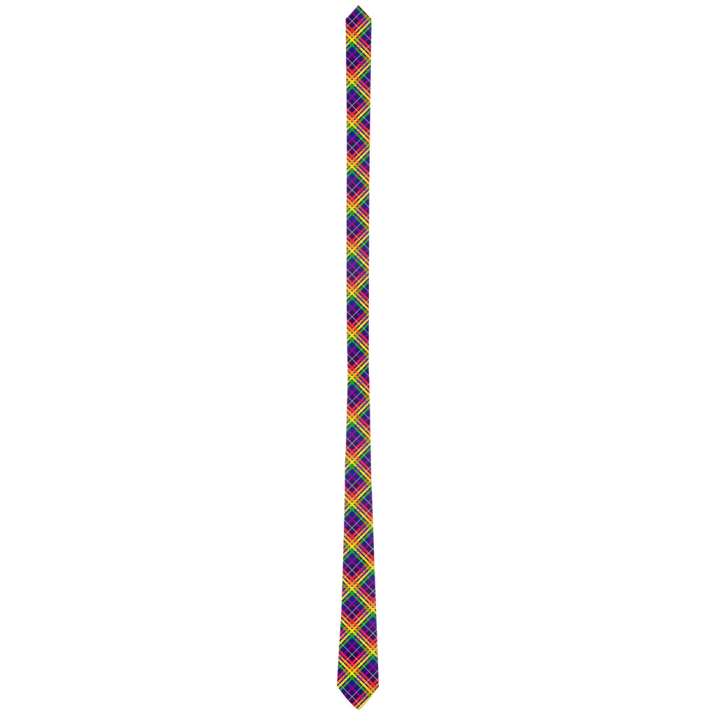 Rainbow/Eggplant Tartan Plaid Neck Tie