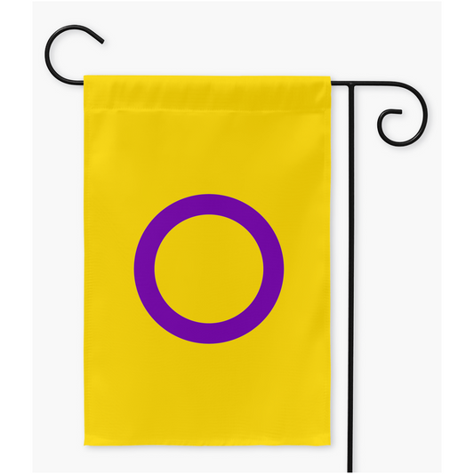 Banderas del Orgullo Intersexual | Una o dos caras | 2 tamaños | Identidad de Género y Presentación