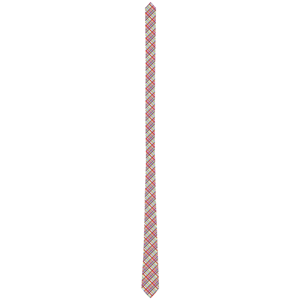 Rainbow/White Madras Plaid Neck Tie