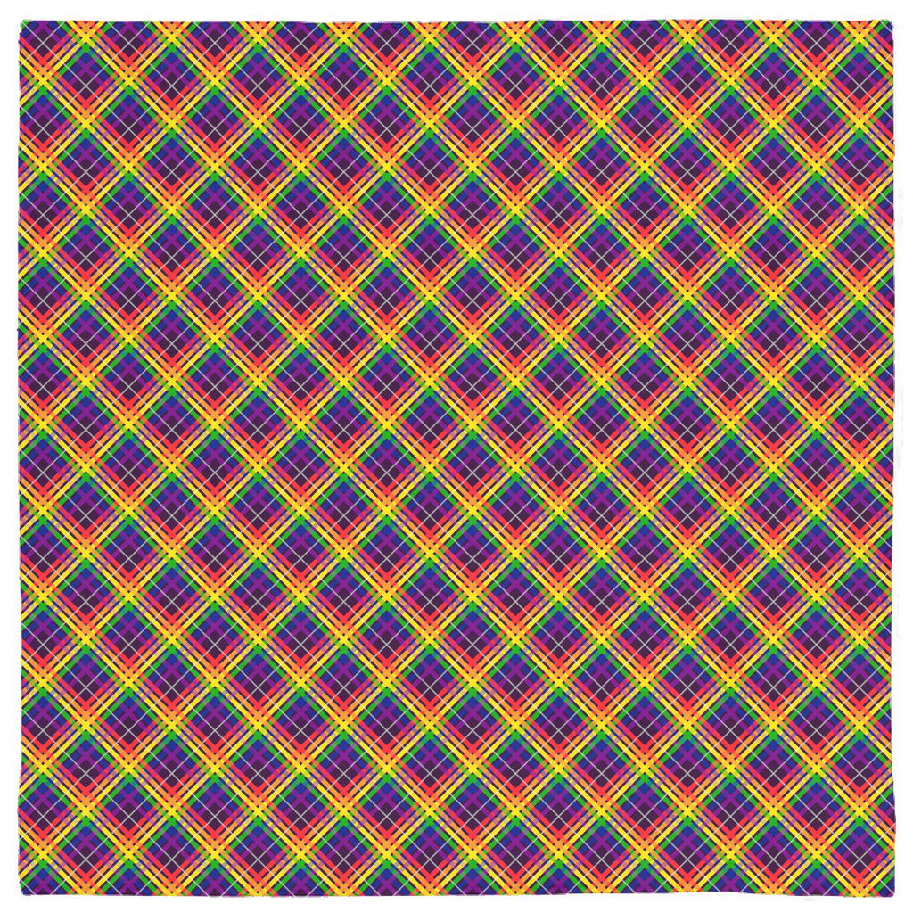 Rainbow/Aubergine Tartan Plaid Bandana | Single-Sided