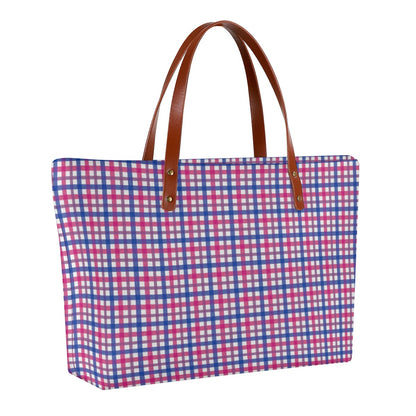 Bisexual Gingham Plaid Zippered Neoprene Tote Bag