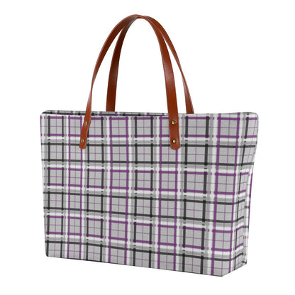 Asexual/Fog Tartan Plaid Zippered Neoprene Tote Bag