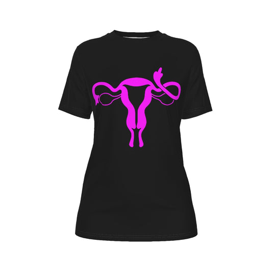 Uterus Middle Finger Fitted O-Neck T-Shirt