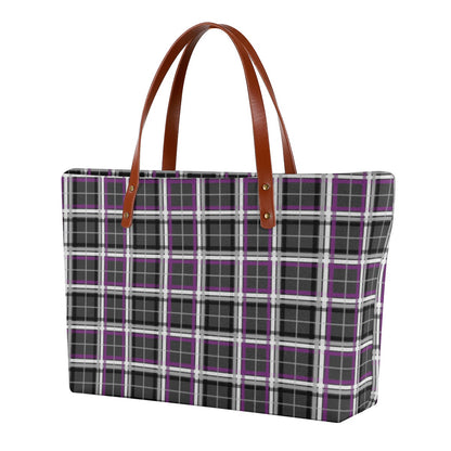 Asexual/Charcoal Tartan Plaid Zippered Neoprene Tote Bag