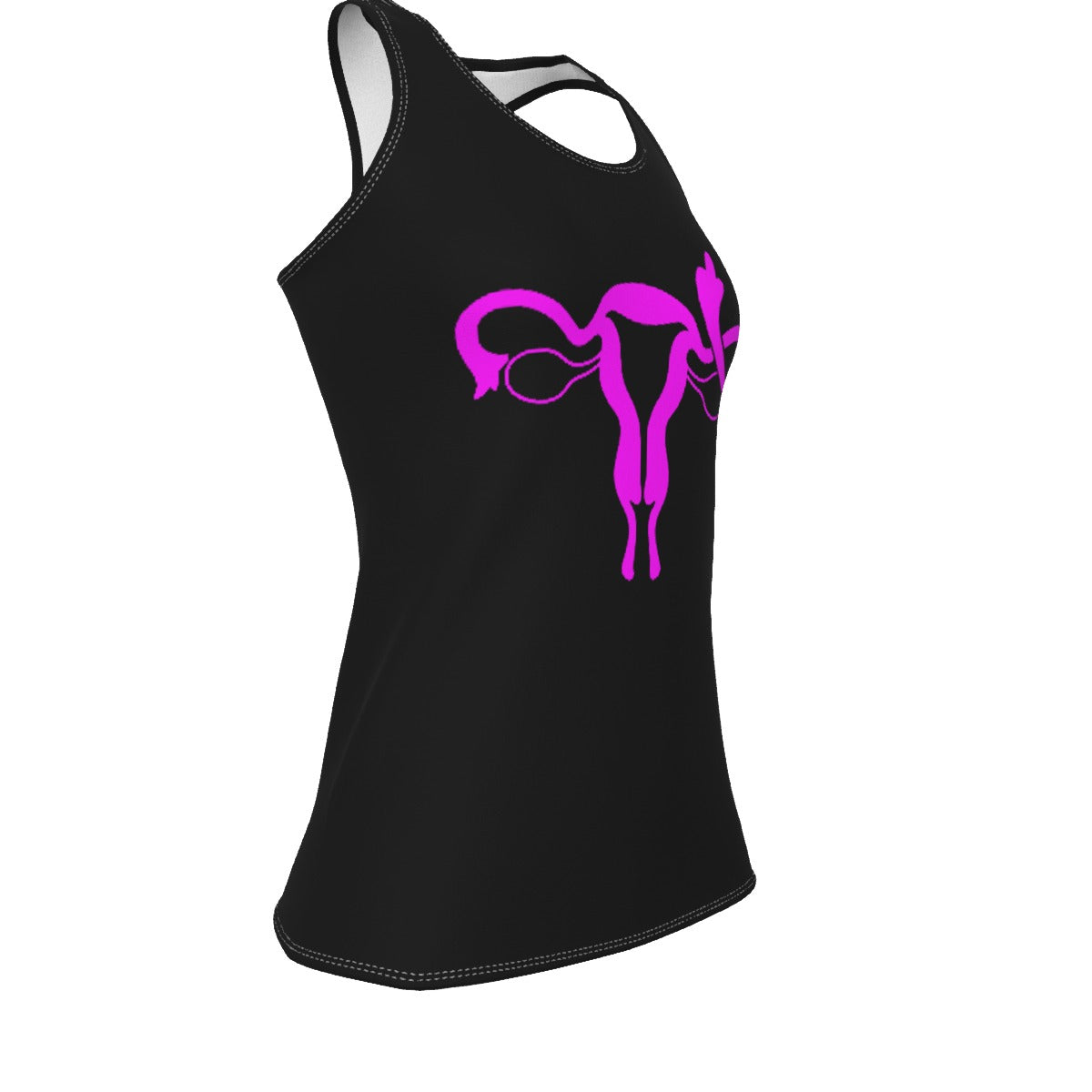 Uterus Middle Finger Fitted Racerback Tank Top