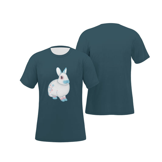Transgender Spotted Bunny with Peacock Background Relaxed Fit O-Neck T-Shirt
