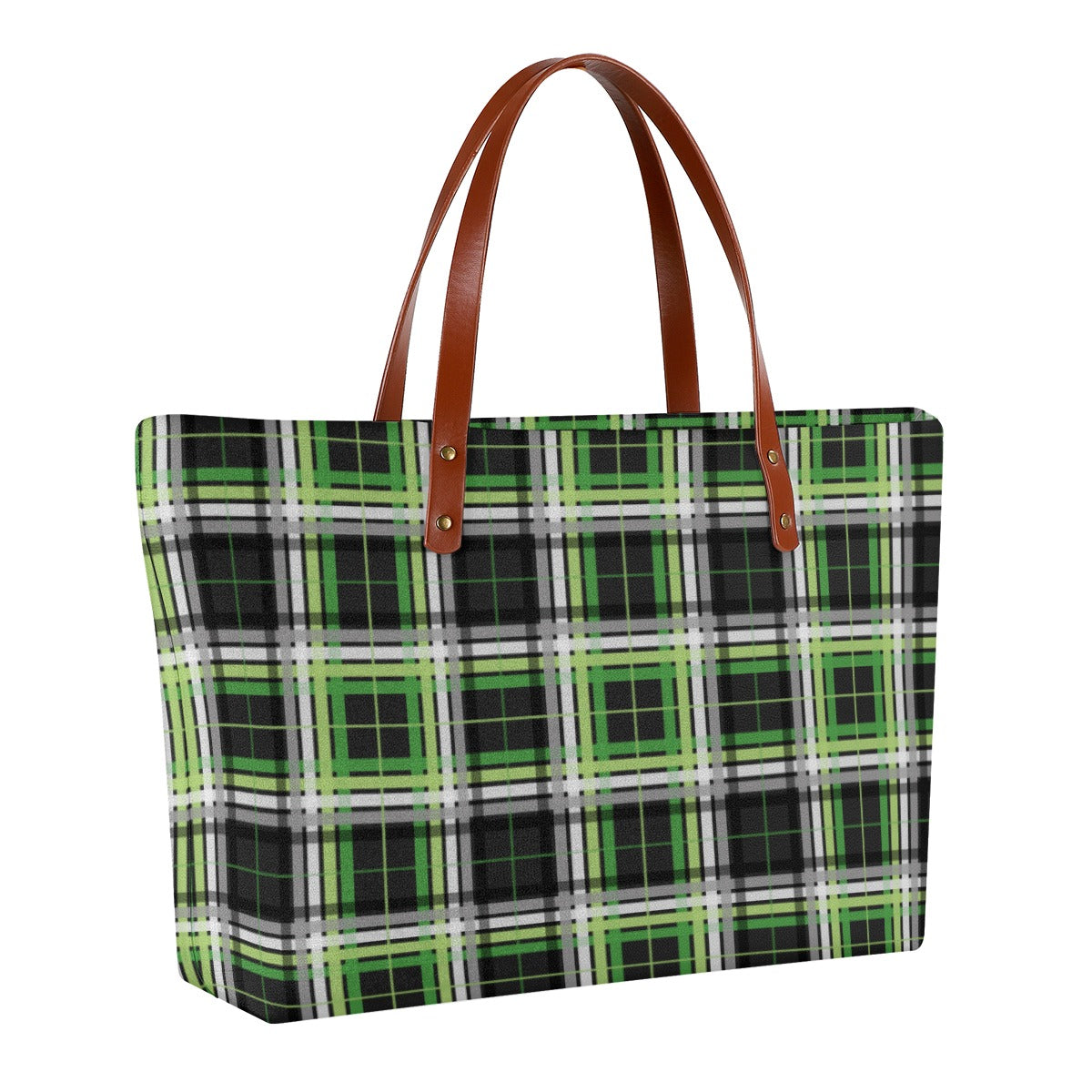 Aromantic/Raven Tartan Plaid Zippered Neoprene Tote Bag