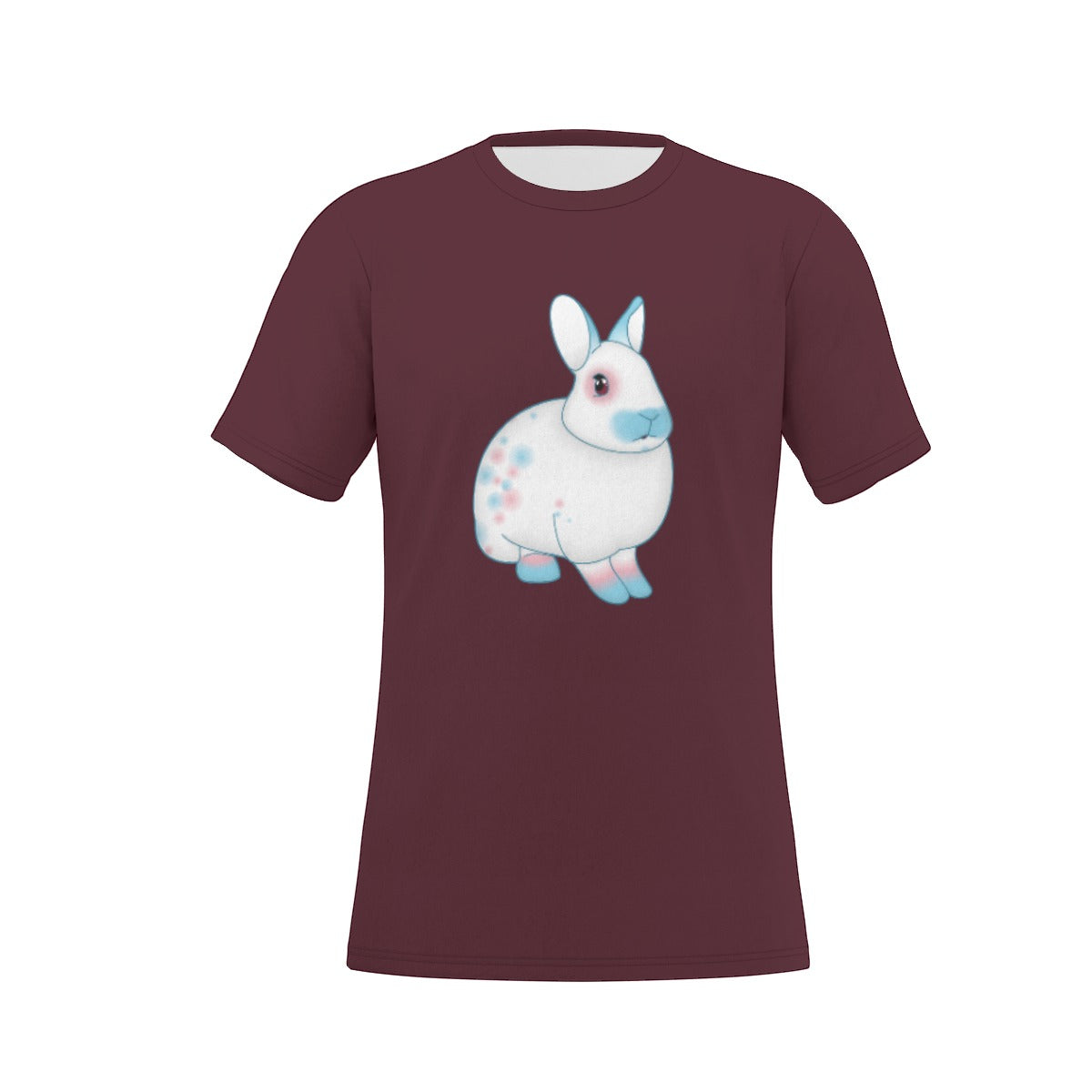 Transgender Spotted Bunny with Deep Maroon Background Relaxed Fit O-Neck T-Shirt