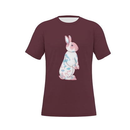 Transgender Nosy Neighbour Bunny with Deep Maroon Background Relaxed Fit O-Neck T-Shirt