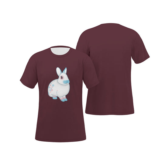 Transgender Spotted Bunny with Deep Maroon Background Relaxed Fit O-Neck T-Shirt