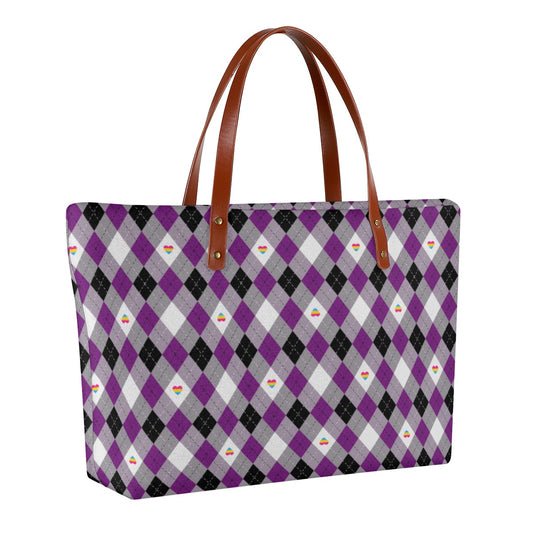 Asexual Panromantic Solid Argyle Zippered Neoprene Tote Bag