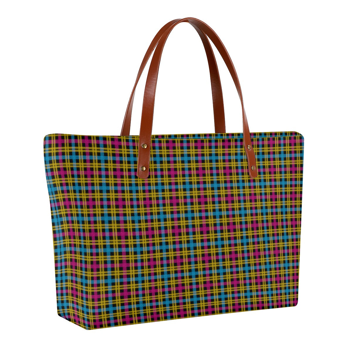 Pansexual/Black Plaid Zippered Neoprene Tote Bag