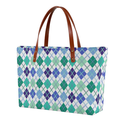 Gay Solid Argyle with Gradient Lines Zippered Neoprene Tote Bag