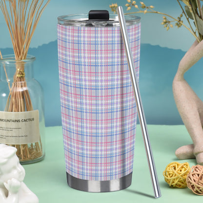 Bigender - V3 Plaid Hot/Cold Tumbler with Steel Straw (20oz )