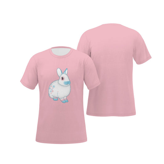 Transgender Spotted Bunny with Pink Background Relaxed Fit O-Neck T-Shirt