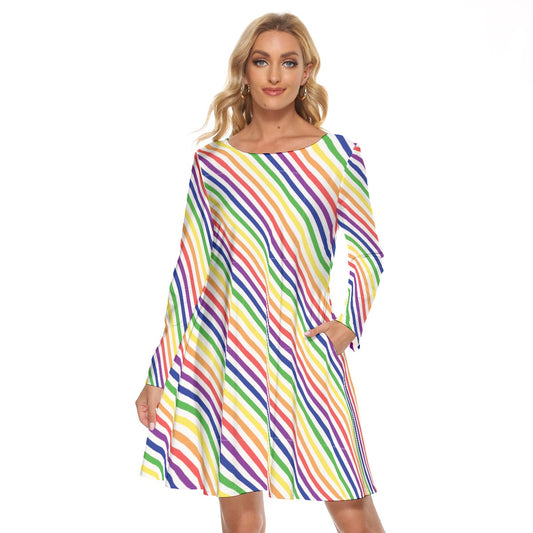 Pride Striped Crew Neck Dress with Long Sleeves | Choose Your Colourway | Sizes S - 3XL (Copy)