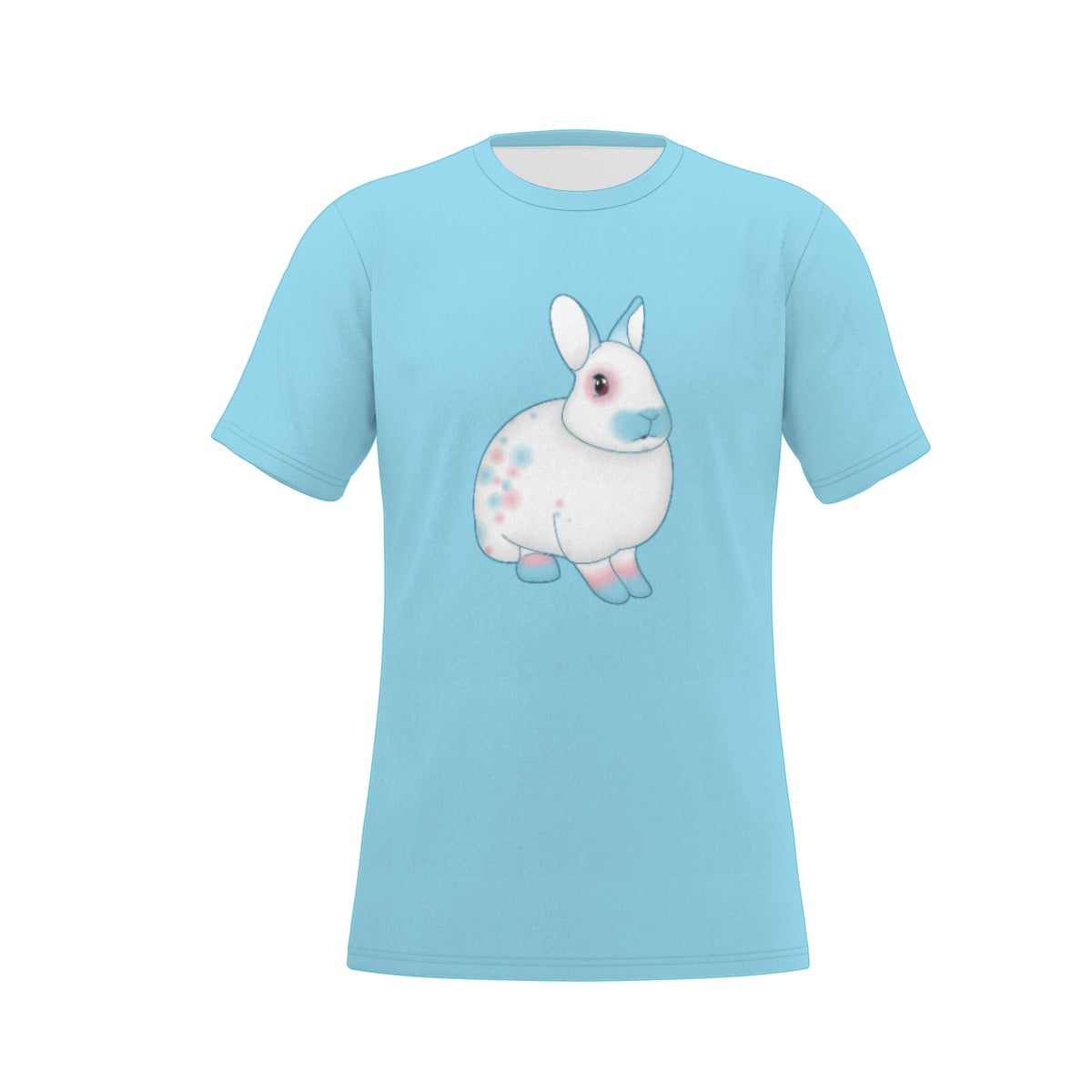 Transgender Spotted Bunny with Blue Background Relaxed Fit O-Neck T-Shirt