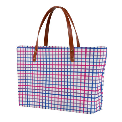 Bisexual Tattersol Plaid Zippered Neoprene Tote Bag