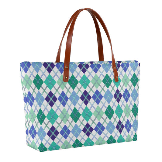 Gay Solid Argyle with Gradient Lines Zippered Neoprene Tote Bag