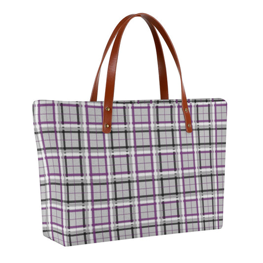 Asexual/Fog Tartan Plaid Zippered Neoprene Tote Bag