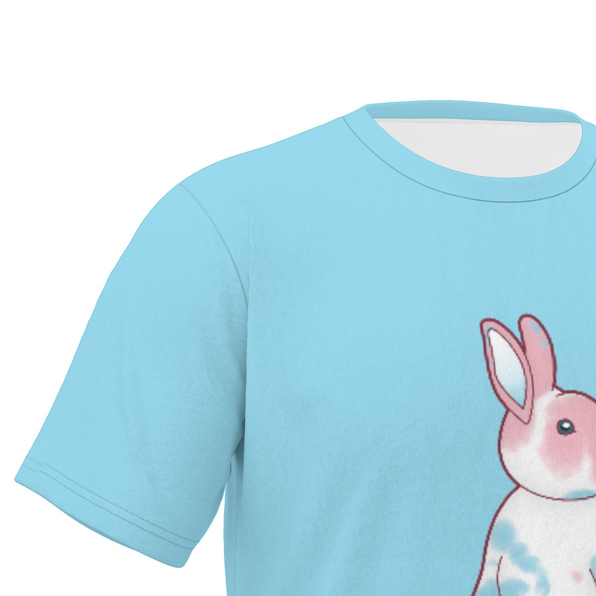 Transgender Nosy Neighbour Bunny with Baby Blue Background Relaxed Fit O-Neck T-Shirt