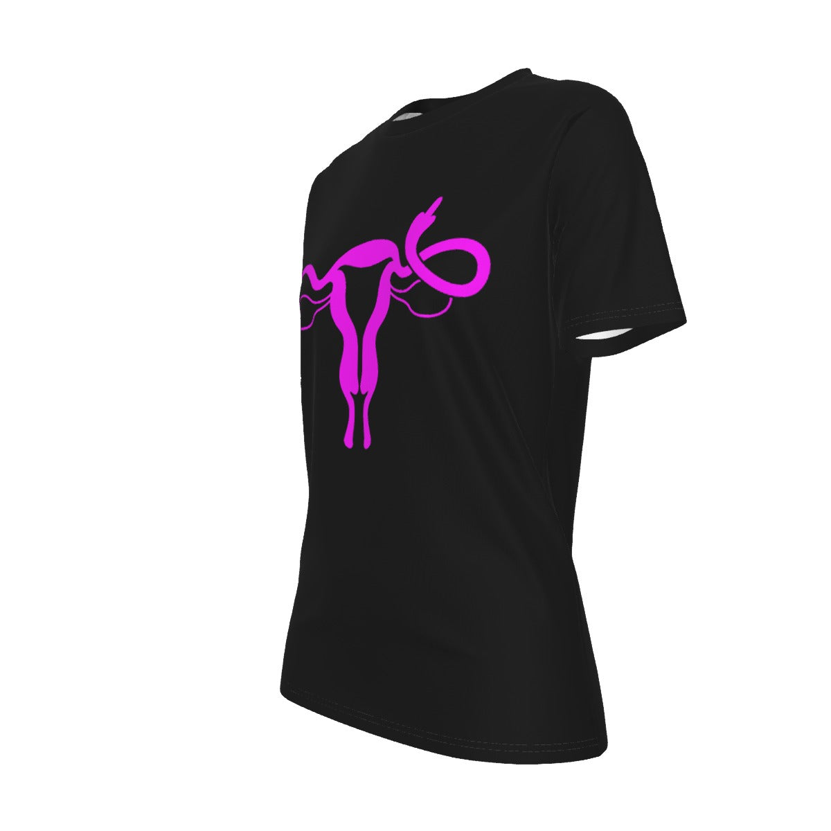 Uterus Middle Finger Fitted O-Neck T-Shirt