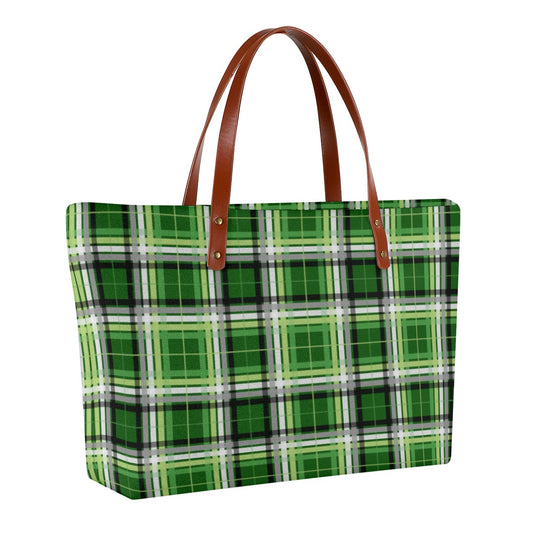 Aromantic/Myrtle Tartan Plaid Zippered Neoprene Tote Bag