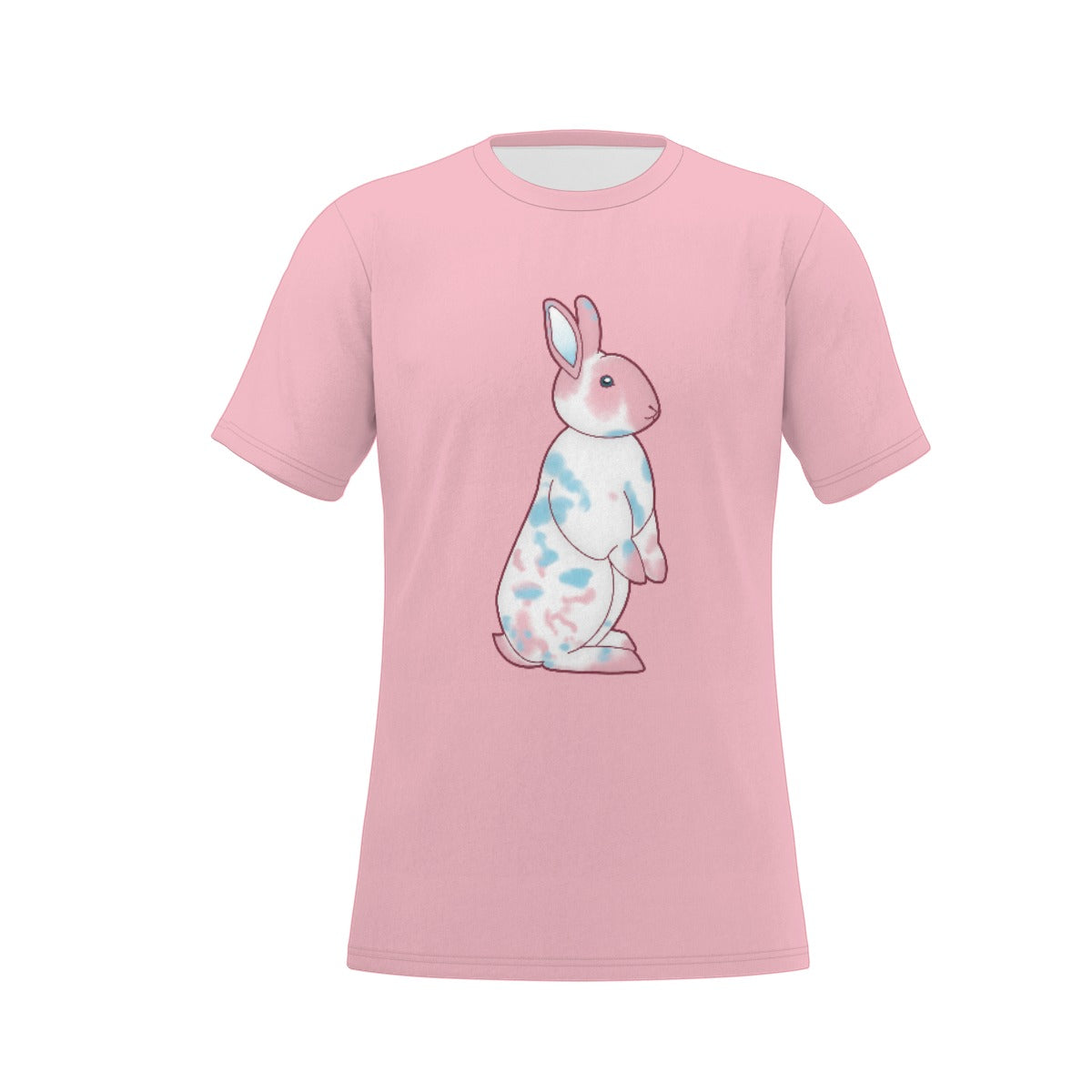 Transgender Nosy Neighbour Bunny with Pink Background Relaxed Fit O-Neck T-Shirt