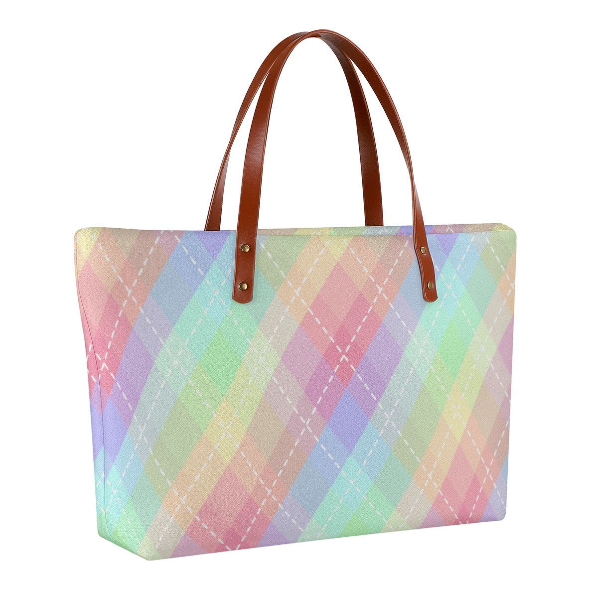 Pastel Blended Argyle Zippered Neoprene Tote Bag