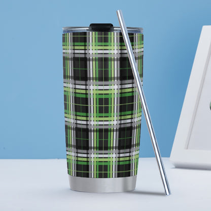 Aromantic/Raven Tartan Plaid Hot/Cold Tumbler with Steel Straw (20oz )