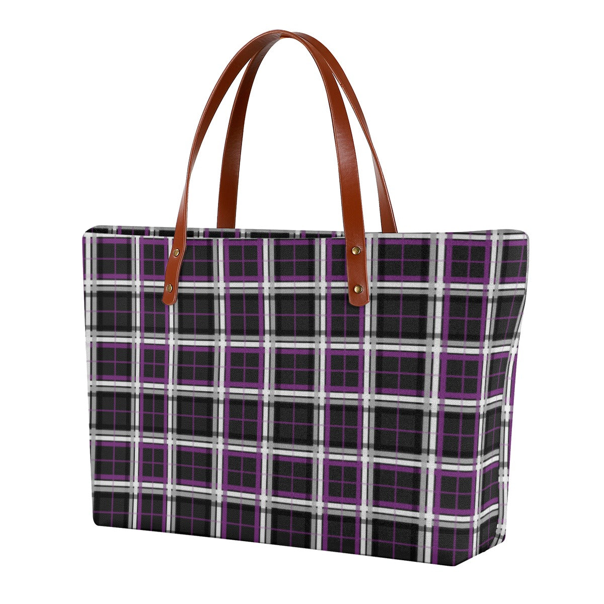 Asexual/Raven Tartan Plaid Zippered Neoprene Tote Bag