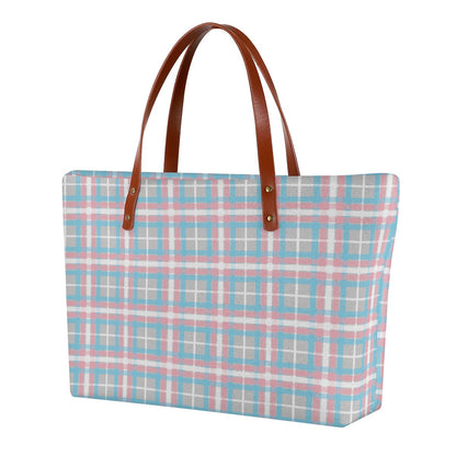 Transgender/Fog Tartan Plaid Zippered Neoprene Tote Bag